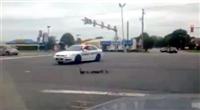 Cảnh sát chặn lối cho đàn vịt qua đường